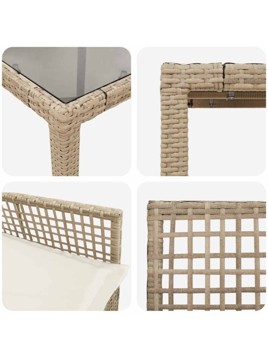 Aia söögilaudade komplekt 9 tk beež pe rattan
