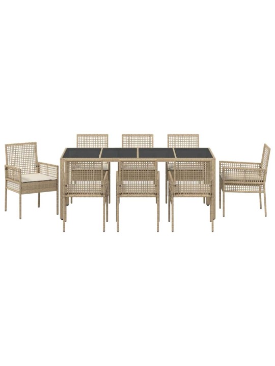 Aia söögilaudade komplekt 9 tk beež pe rattan