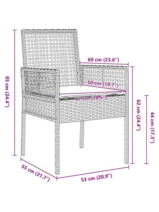 Aia söögilaudade komplekt 9 tk beež pe rattan