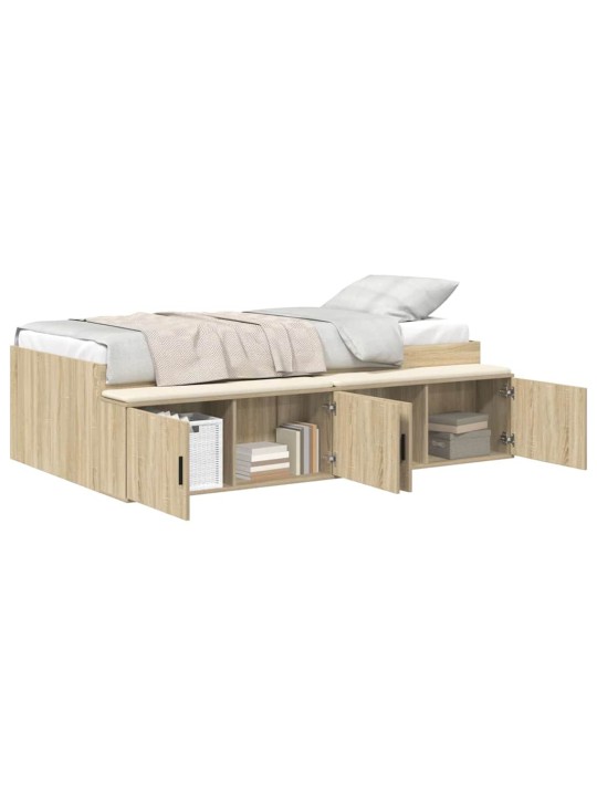 Voodi hoiukohaga raam sonoma tamm 90 x 200 cm tehispuit