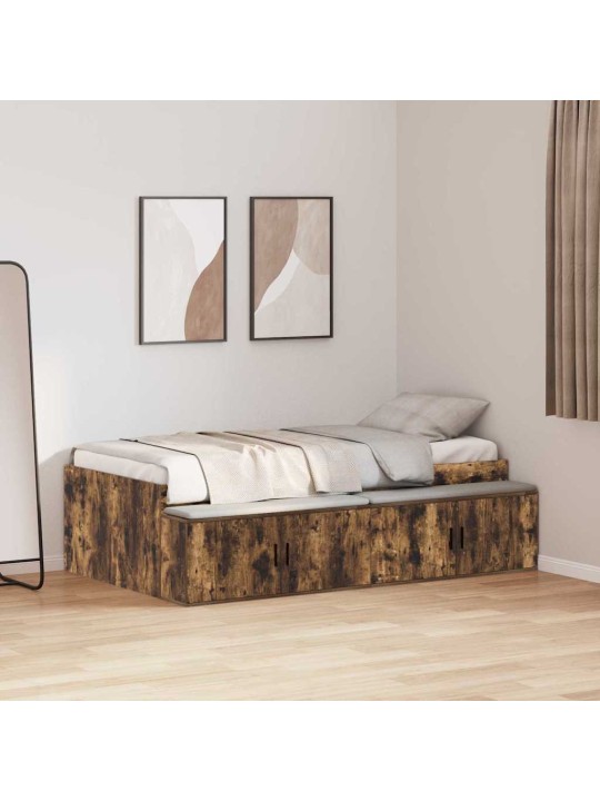 Voodi hoiukohaga raam suitsutatud tamm 80 x 200 cm tehispuit