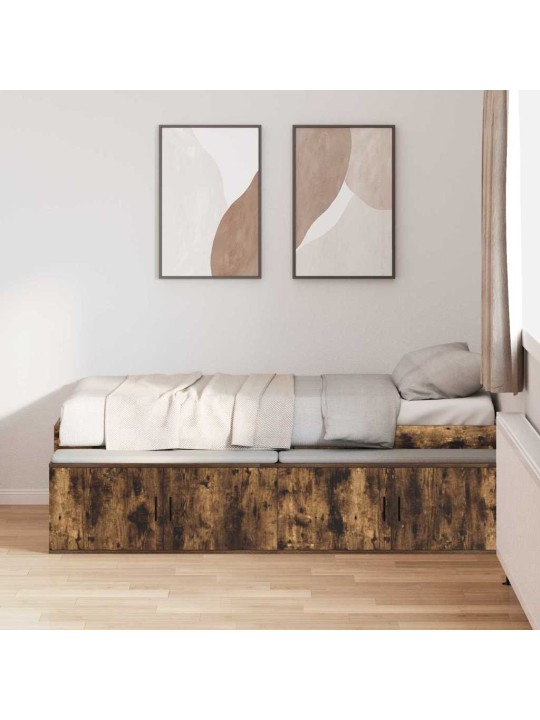 Voodi hoiukohaga raam suitsutatud tamm 80 x 200 cm tehispuit