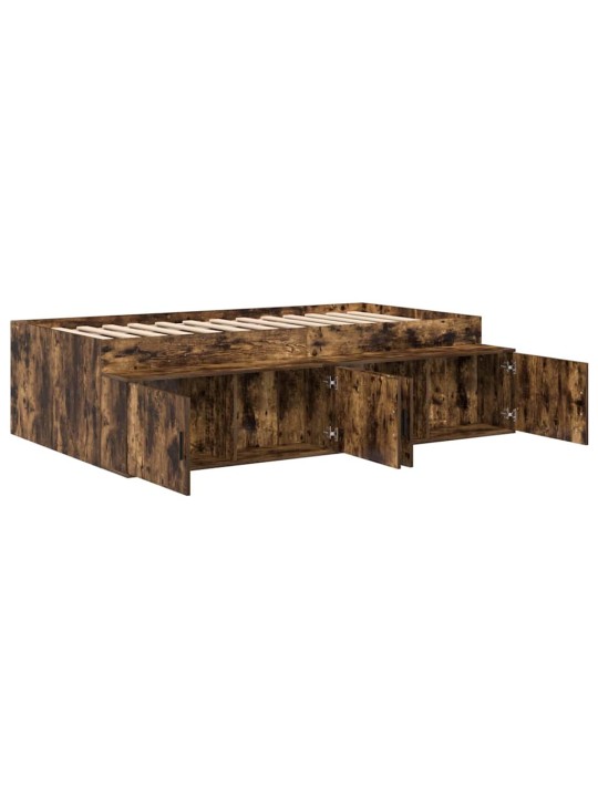 Voodi hoiukohaga raam suitsutatud tamm 80 x 200 cm tehispuit