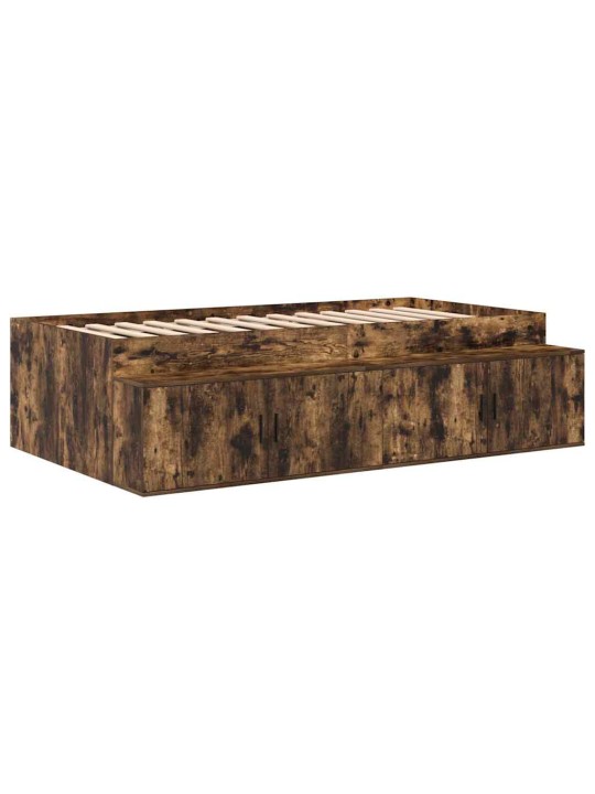 Voodi hoiukohaga raam suitsutatud tamm 80 x 200 cm tehispuit