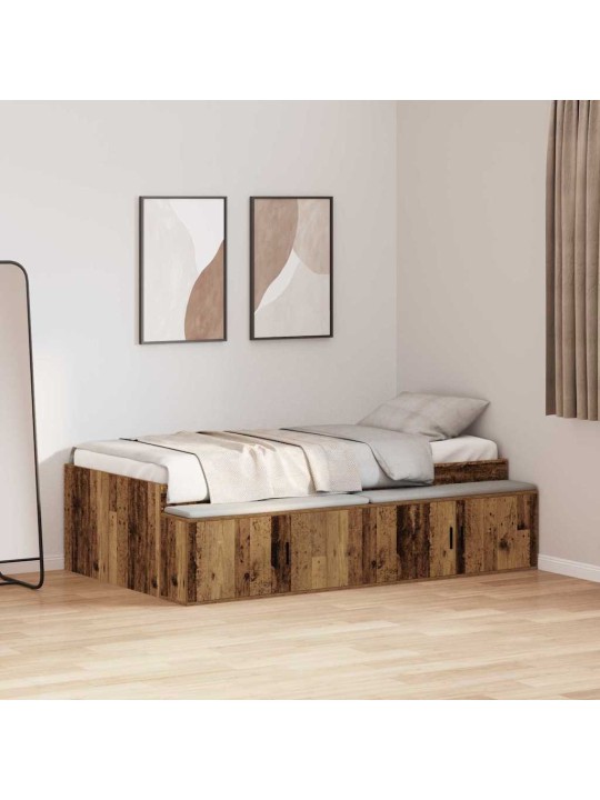 Voodi hoiukohaga raam vana puit 90 x 190 cm tehispuit