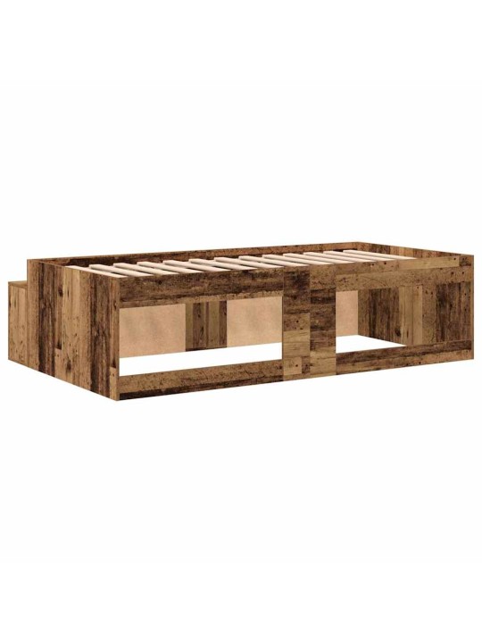 Voodi hoiukohaga raam vana puit 90 x 190 cm tehispuit
