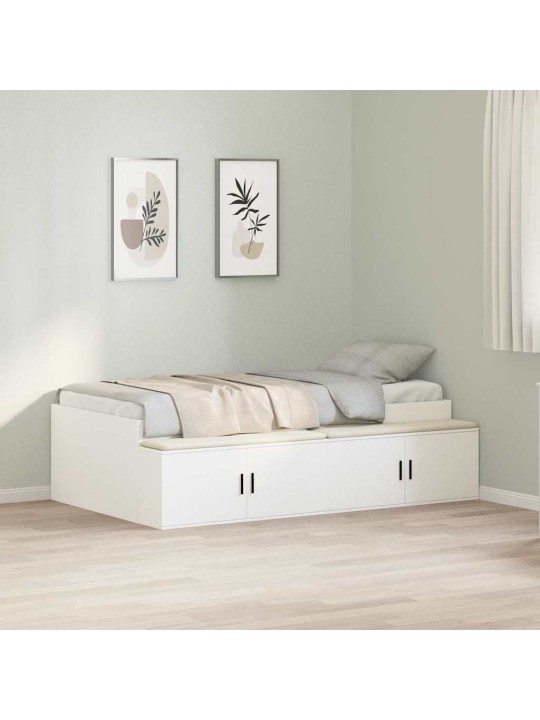 Voodi hoiukohaga raam ladustamisega valge 75 x 190 cm tehispuit
