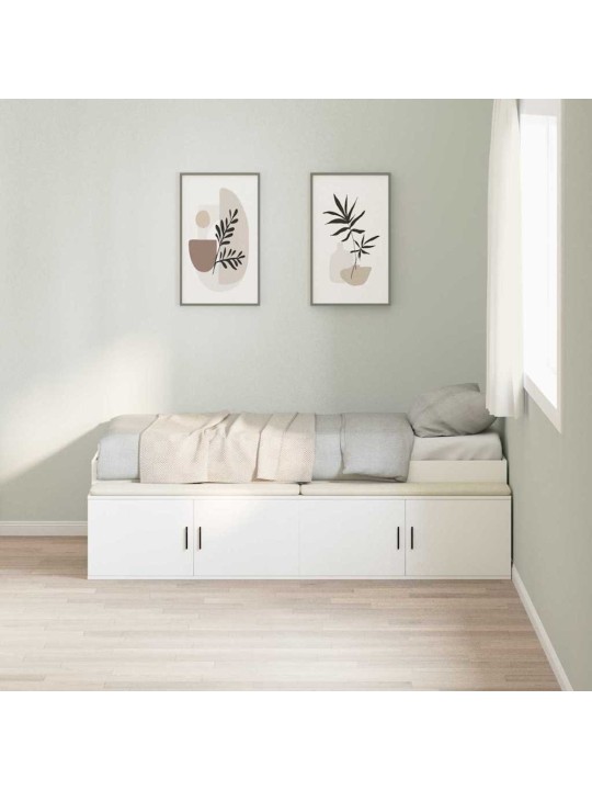 Voodi hoiukohaga raam ladustamisega valge 75 x 190 cm tehispuit