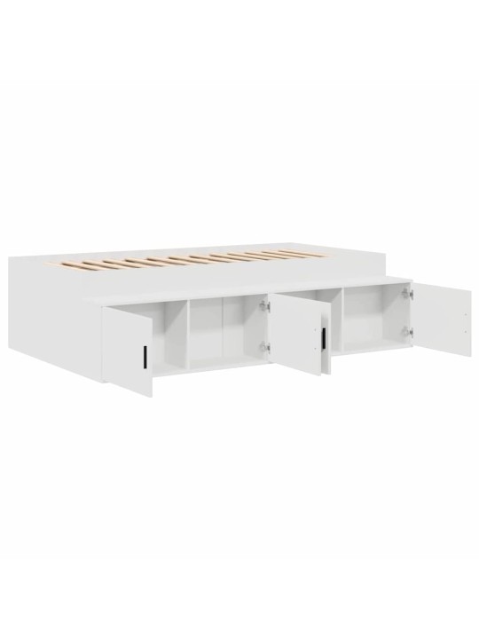 Voodi hoiukohaga raam ladustamisega valge 75 x 190 cm tehispuit