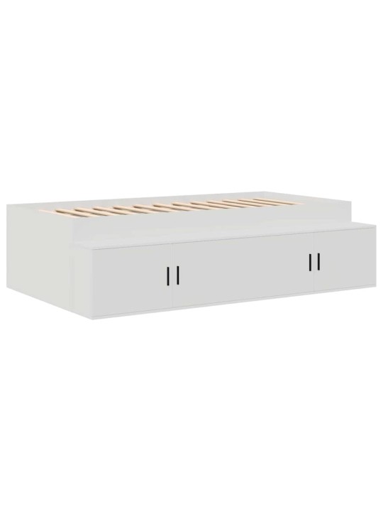 Voodi hoiukohaga raam ladustamisega valge 75 x 190 cm tehispuit