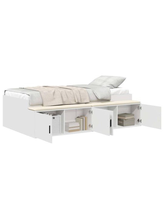 Voodi hoiukohaga raam ladustamisega valge 75 x 190 cm tehispuit