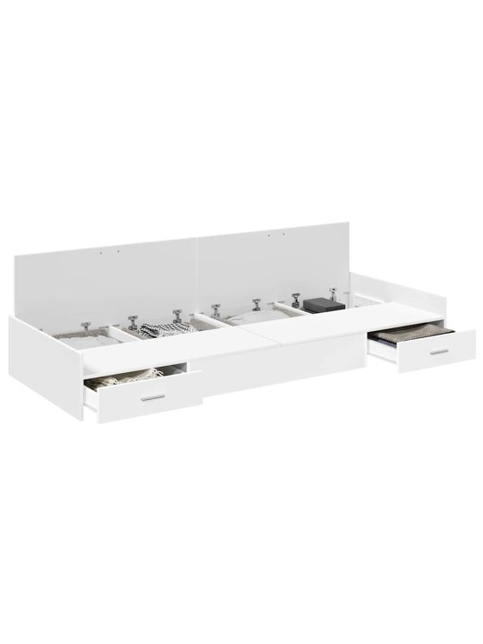 Voodi hoiukohaga raam peaga sahtliga valge 100 x 200 cm tehispuit