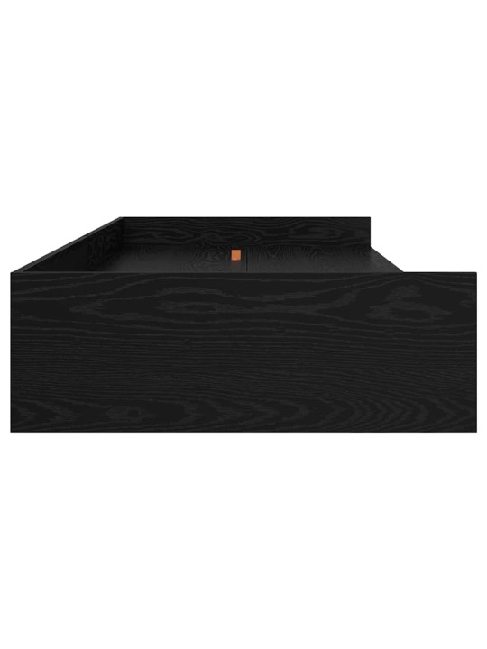 Voodi hoiukohaga raam peaga sahtliga must tamm 100 x 200 cm tehispuit