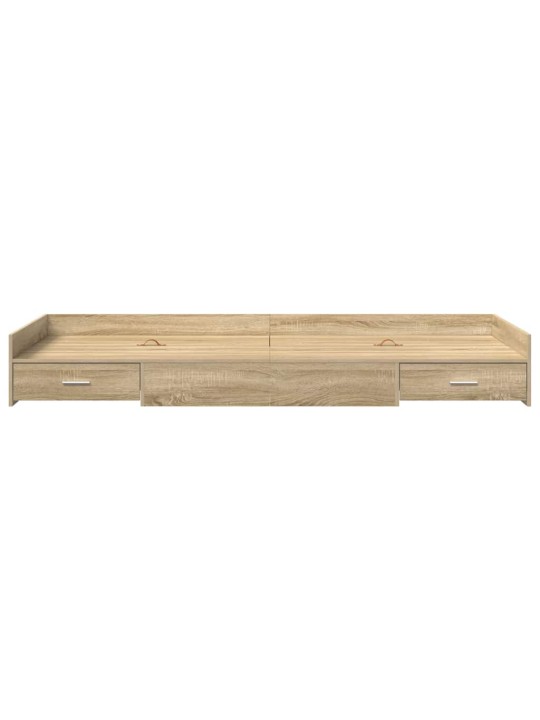 Voodi hoiukohaga raam peaga sonoma tamm 100 x 200 cm tehispuit