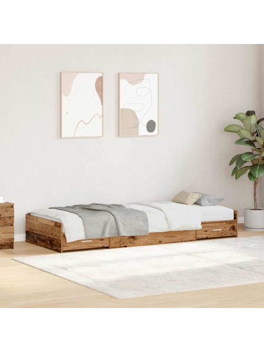Voodi hoiukohaga raam peaga sahtliga vana puit 100 x 200 cm tehispuit