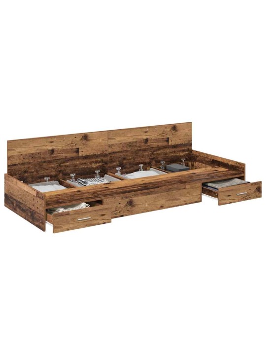 Voodi hoiukohaga raam peaga sahtliga vana puit 100 x 200 cm tehispuit