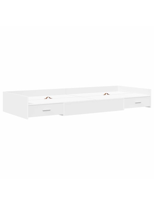 Voodi hoiukohaga raam peaga sahtliga valge 90 x 200 cm tehispuit
