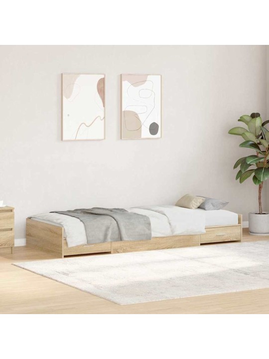 Voodi hoiukohaga raam peaga sonoma tamm 90 x 200 cm tehispuit