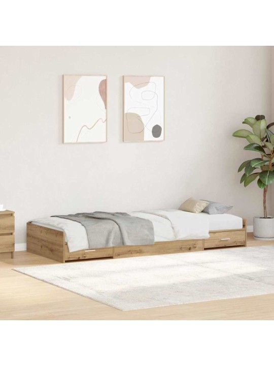 Voodi hoiukohaga raam peaga sahtliga käsitööpuu 90 x 200 cm tehispuit
