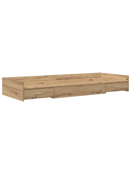 Voodi hoiukohaga raam peaga sahtliga käsitööpuu 90 x 200 cm tehispuit