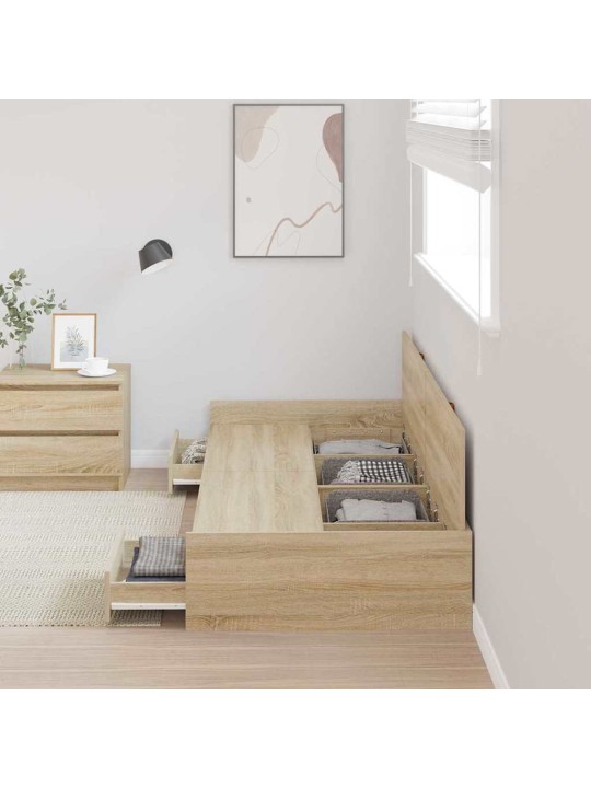 Voodi hoiukohaga raam peaga sonoma tamm 80 x 200 cm tehispuit