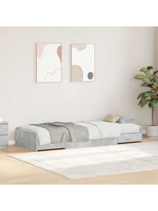 Voodi hoiukohaga raam peaga sahtliga betoonhall 80 x 200 cm tehispuit