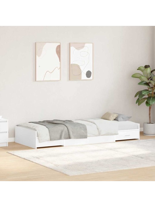 Voodi hoiukohaga raam peaga sahtliga valge 80 x 200 cm tehispuit