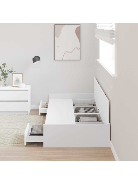 Voodi hoiukohaga raam peaga sahtliga valge 80 x 200 cm tehispuit