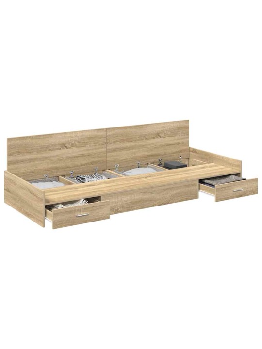 Voodi hoiukohaga raam peaga sonoma tamm 80 x 200 cm tehispuit