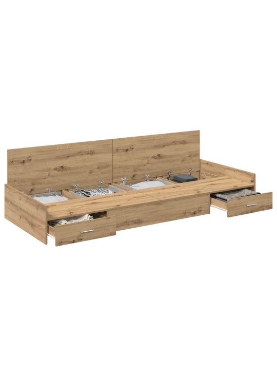 Voodi hoiukohaga raam peaga sahtliga käsitööpuu 80 x 200 cm tehispuit
