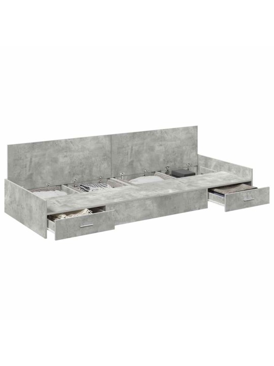 Voodi hoiukohaga raam peaga sahtliga betoonhall 75 x 190 cm tehispuit