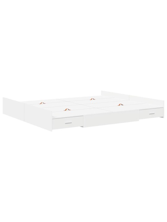 Voodi hoiukohaga raam peaga valge 200 x 200 cm tehispuit