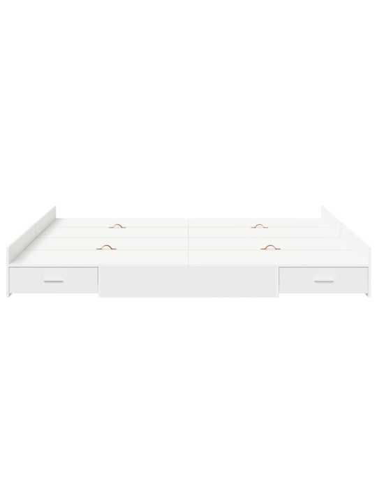 Voodi hoiukohaga raam peaga valge 200 x 200 cm tehispuit