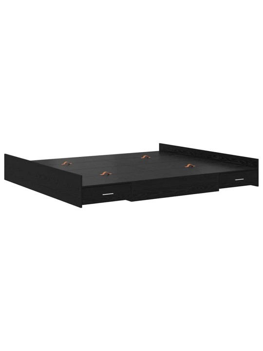 Voodi hoiukohaga raam peaga must tamm 200 x 200 cm tehispuit