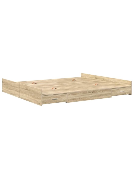 Voodi hoiukohaga raam peaga sonoma tamm 200 x 200 cm tehispuit