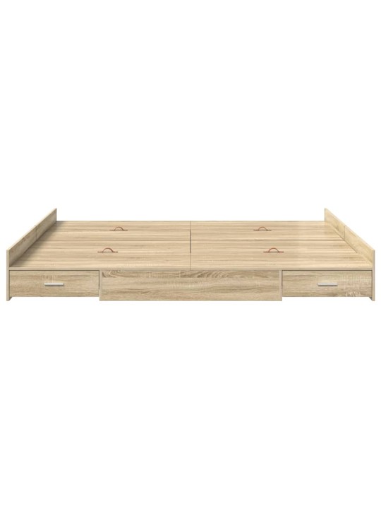Voodi hoiukohaga raam peaga sonoma tamm 200 x 200 cm tehispuit