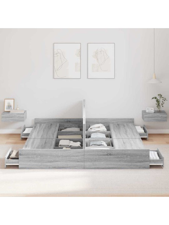 Voodi hoiukohaga raam peaga hall sonoma 200 x 200 cm tehispuit