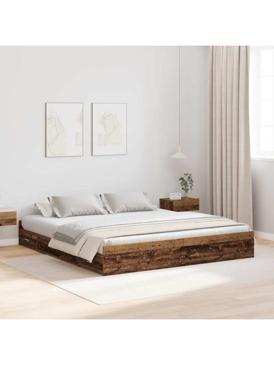 Voodi hoiukohaga raam peaga vana puit 200 x 200 cm tehispuit