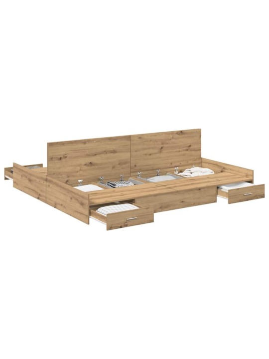 Voodi hoiukohaga raam peaga käsitöötamm 200 x 200 cm tehispuit