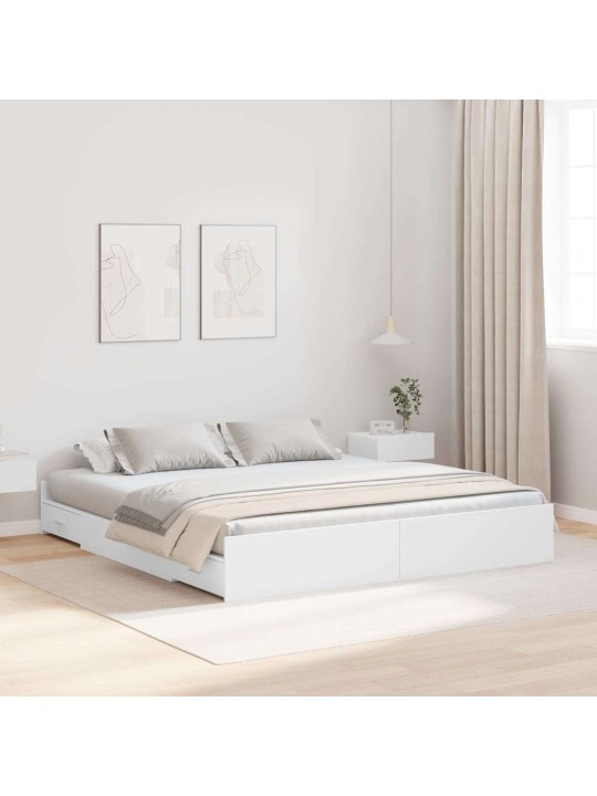 Voodi hoiukohaga raam peaga valge 180 x 200 cm tehispuit
