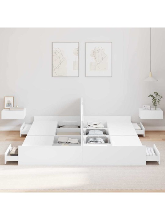 Voodi hoiukohaga raam peaga valge 180 x 200 cm tehispuit
