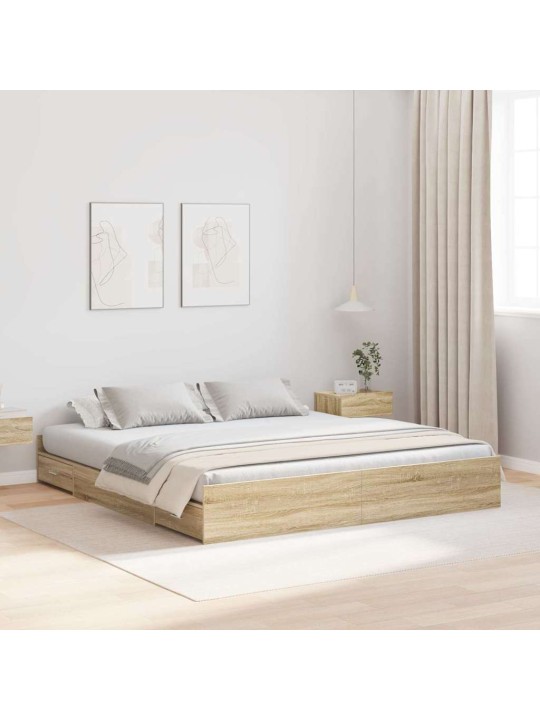 Voodi hoiukohaga raam peaga sonoma tamm 180 x 200 cm tehispuit