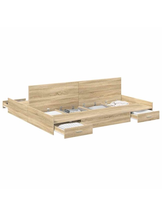 Voodi hoiukohaga raam peaga sonoma tamm 180 x 200 cm tehispuit