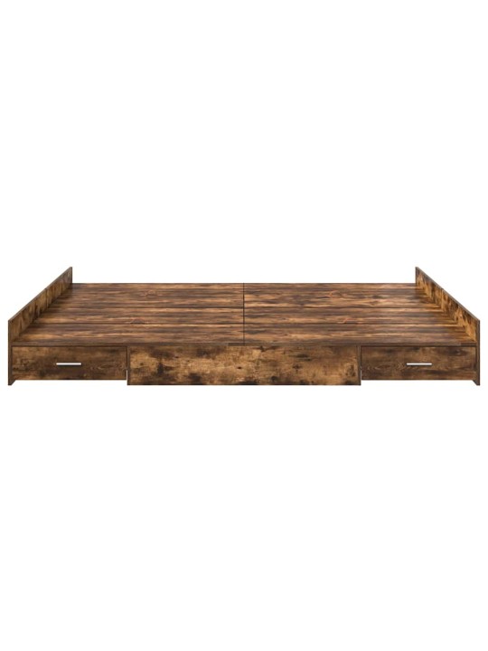 Voodi hoiukohaga raam suitsutatud tamm 180 x 200 cm tehispuit