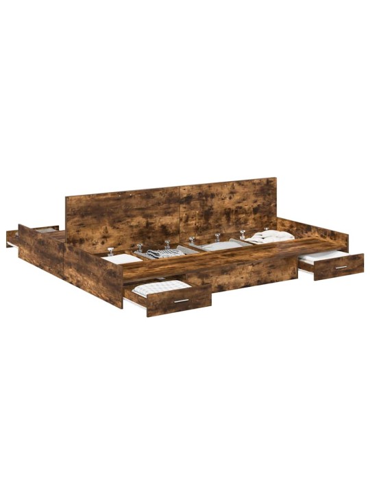 Voodi hoiukohaga raam suitsutatud tamm 180 x 200 cm tehispuit