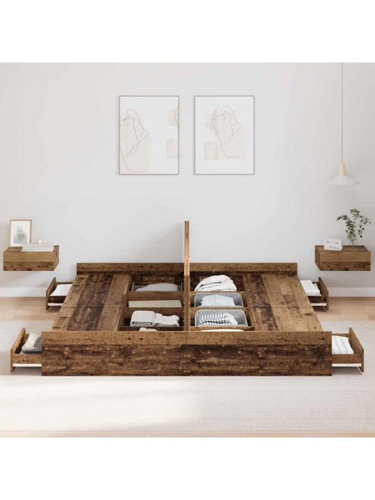 Voodi hoiukohaga raam peaga vana puit 180 x 200 cm tehispuit