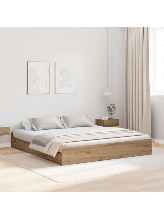 Voodi hoiukohaga raam peaga käsitöötamm 180 x 200 cm tehispuit