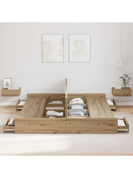 Voodi hoiukohaga raam peaga käsitöötamm 180 x 200 cm tehispuit