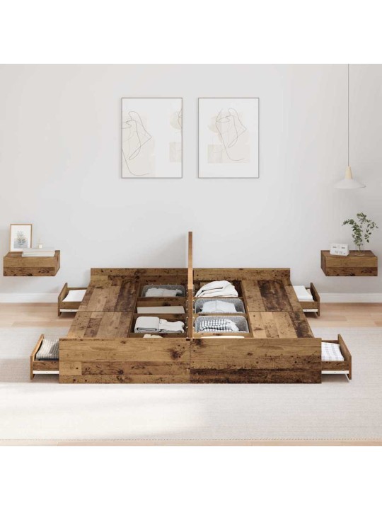 Voodi hoiukohaga raam peaga vana puit 160 x 200 cm tehispuit