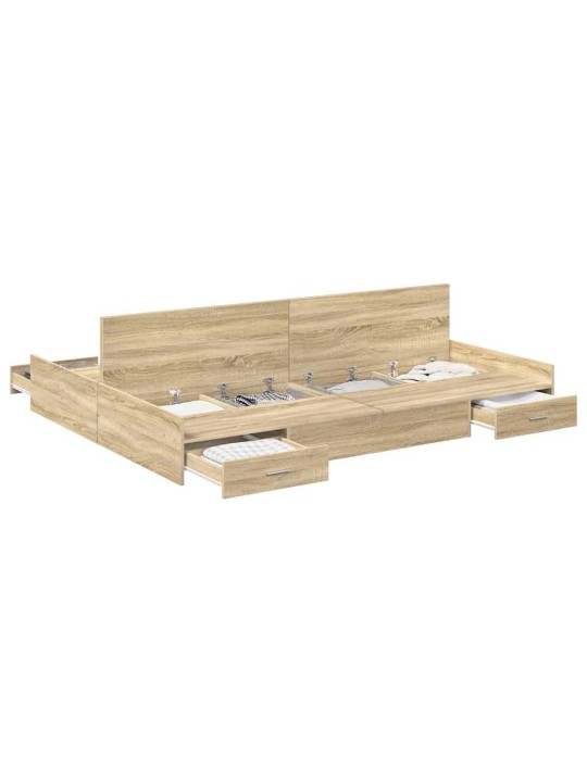 Voodi hoiukohaga raam peaga sonoma tamm 150 x 200 cm tehispuit